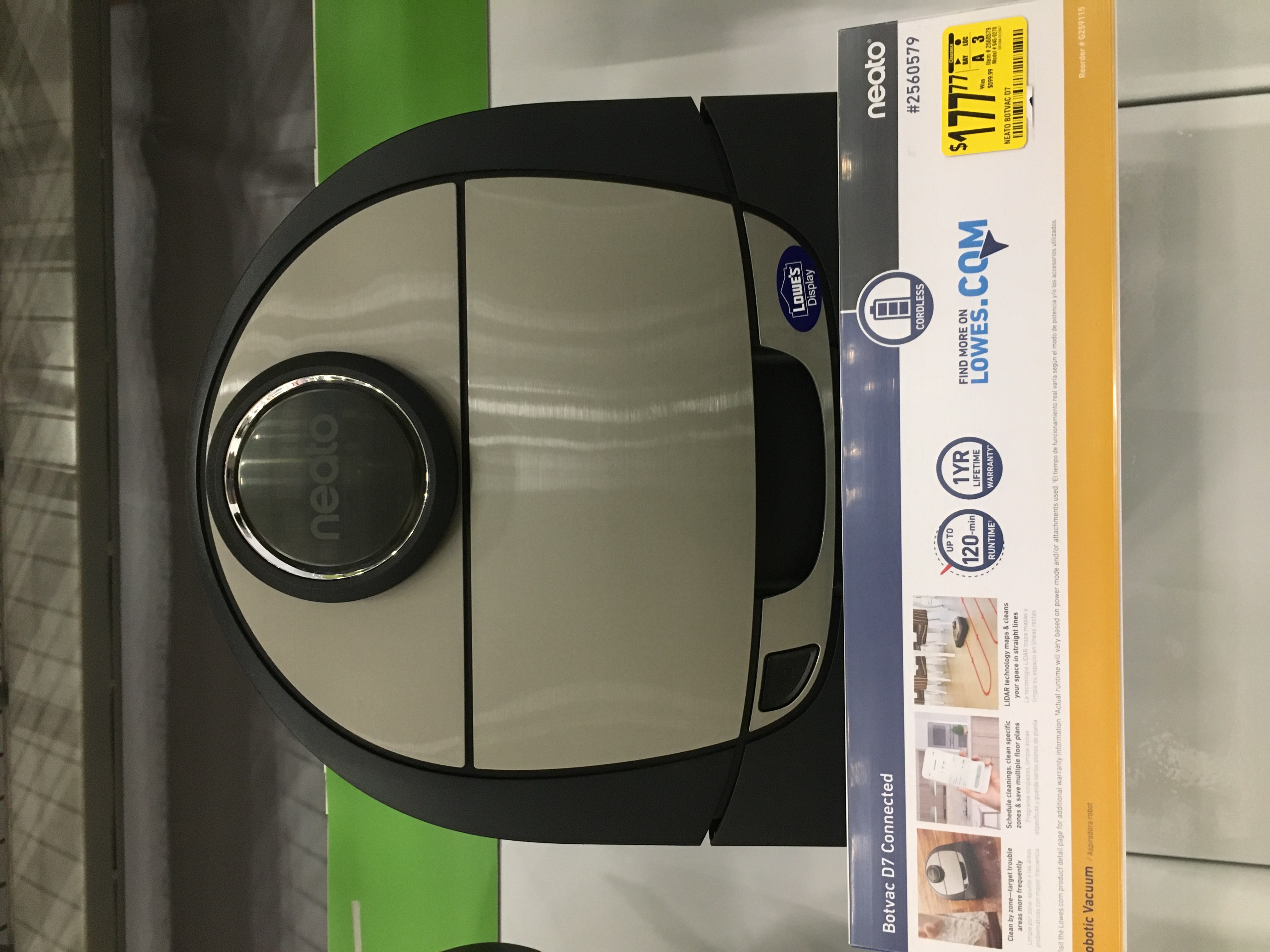 Neato Robotics D7 Connected Black Auto Charging Robotic Vacuum - $177.77 (in store only)