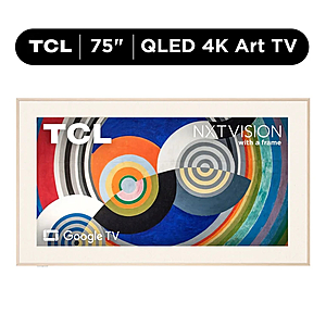 TCL 75" Class NXTVISION TV QLED 4K Smart Google TV and Flush Wall Mount (New 2024) - Art TV, Matte Anti-Glare Screen, 120Hz - 75A300W $1161.46