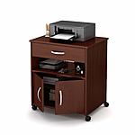 South Shore 2-Door Printer Stand with Storage on Wheels, Royal Cherry $83.63