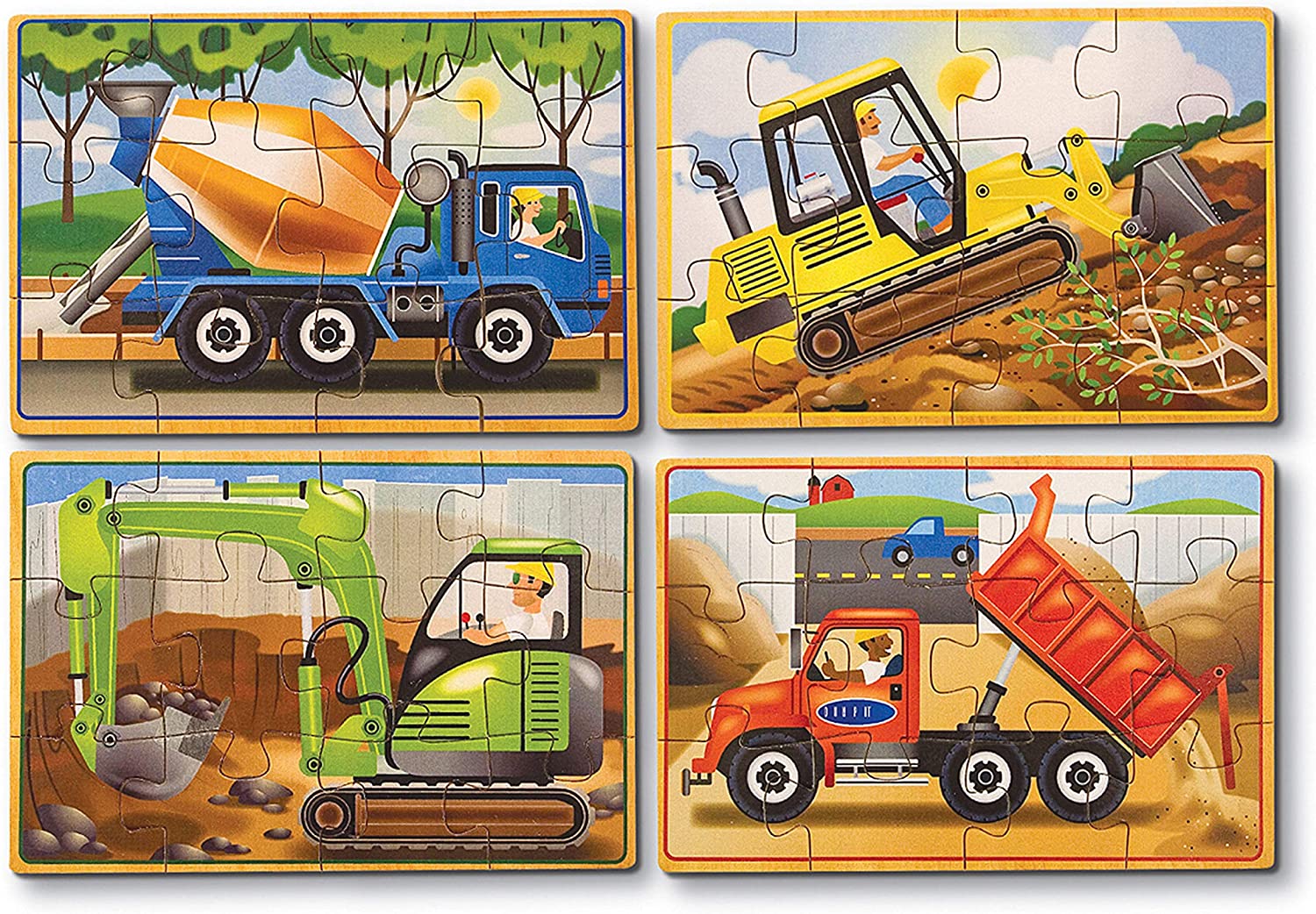 Melissa & Doug Construction Vehicles 4-in-1 Wooden Jigsaw Puzzles $6.79