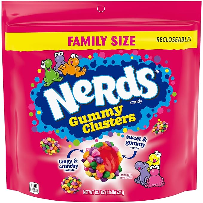 Nerds Gummy Clusters Candy, Rainbow, Resealable 18.5 Ounce Resealable Big Bag - $4.50