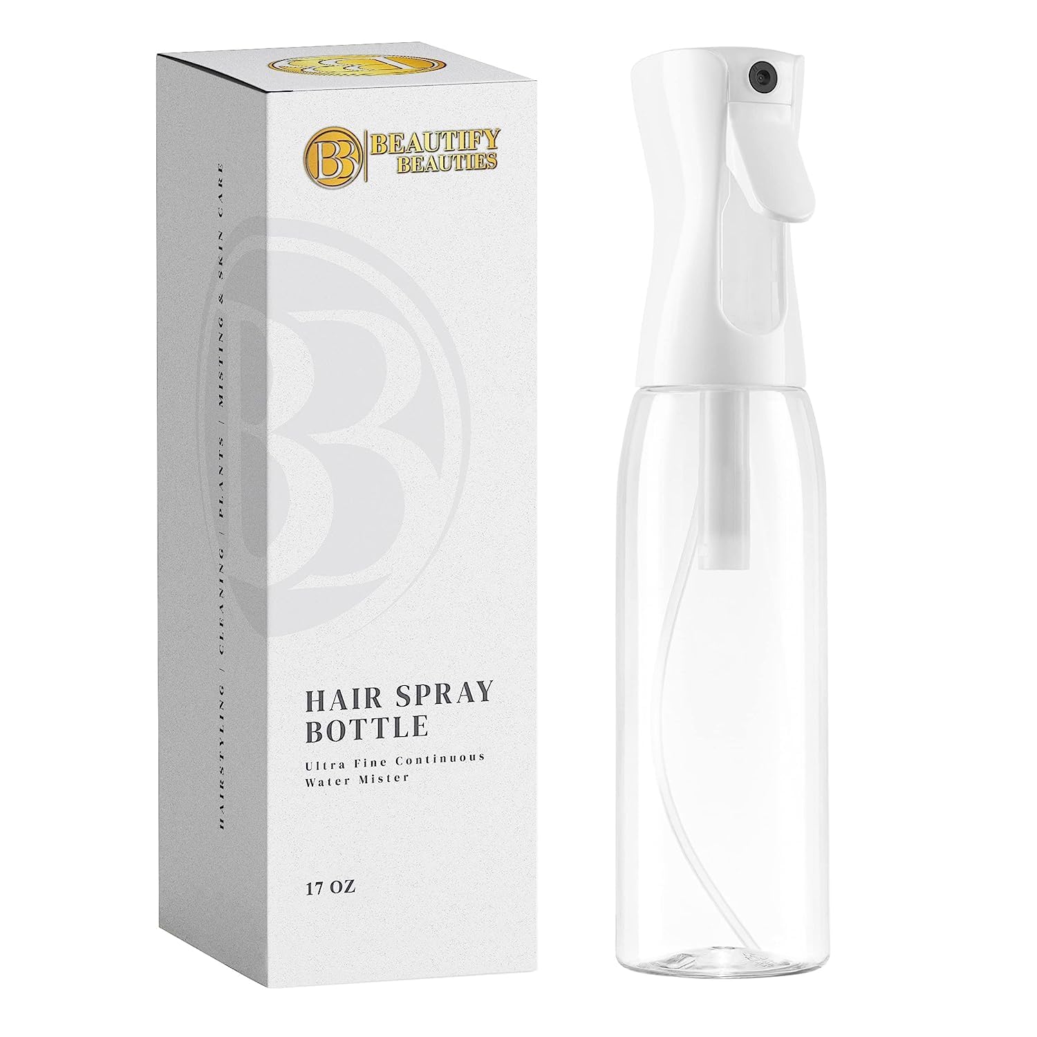 BeautifyBeauties Hair Spray Bottle – Ultra Fine Continuous Water Mister for Hairstyling, Cleaning, Plants, Misting & Skin Care (17 oz/503ml) $7.49