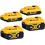 4-Pack DeWALT 20V MAX Batteries (2x 2Ah + 2x 4Ah) $149 + Free Shipping