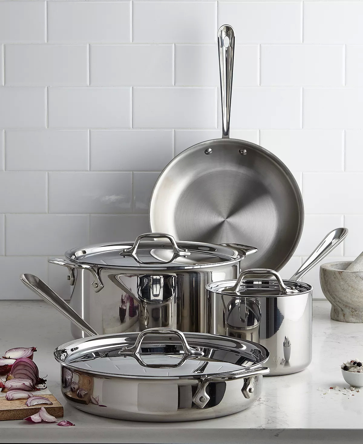 All-Clad D3 Stainless Steel Cookware 7 piece $299