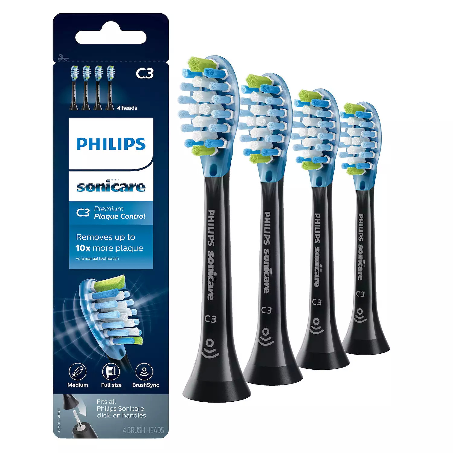 Philips Sonicare C3 Premium Plaque Control 4-Pack Smart Replacement Toothbrush Heads - $13