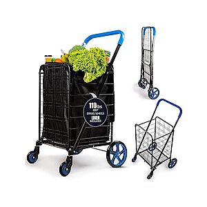 SereneLife Large Folding Utility Shopping Cart with Removable Liner $16 + Free S/H for Prime Members