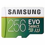 Samsung 256GB 100MB/s-90MB/s  (U3) MicroSDXC EVO Select Memory Card with Adapter (MB-ME256GA/AM) - $89.99 + Free Shipping.