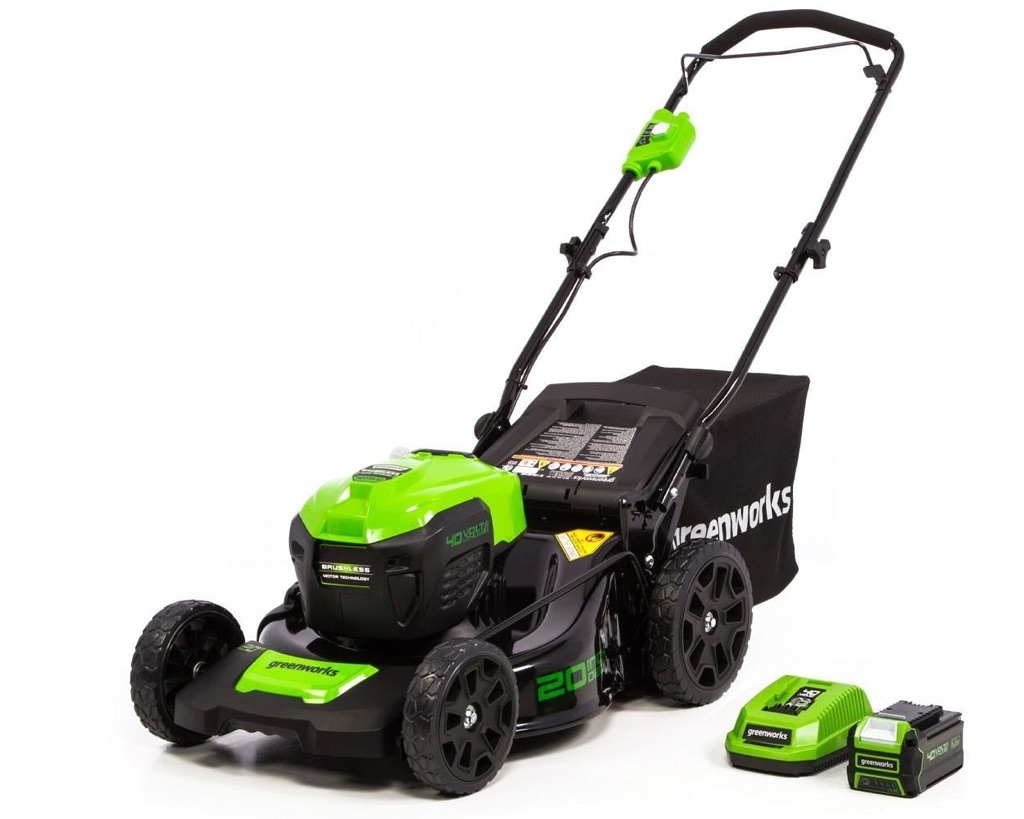 Greenworks 40V 20-inch Brushless Walk-Behind Push Lawn Mower W/4.0 Ah Battery and Quick Charger, 2516302 - $274