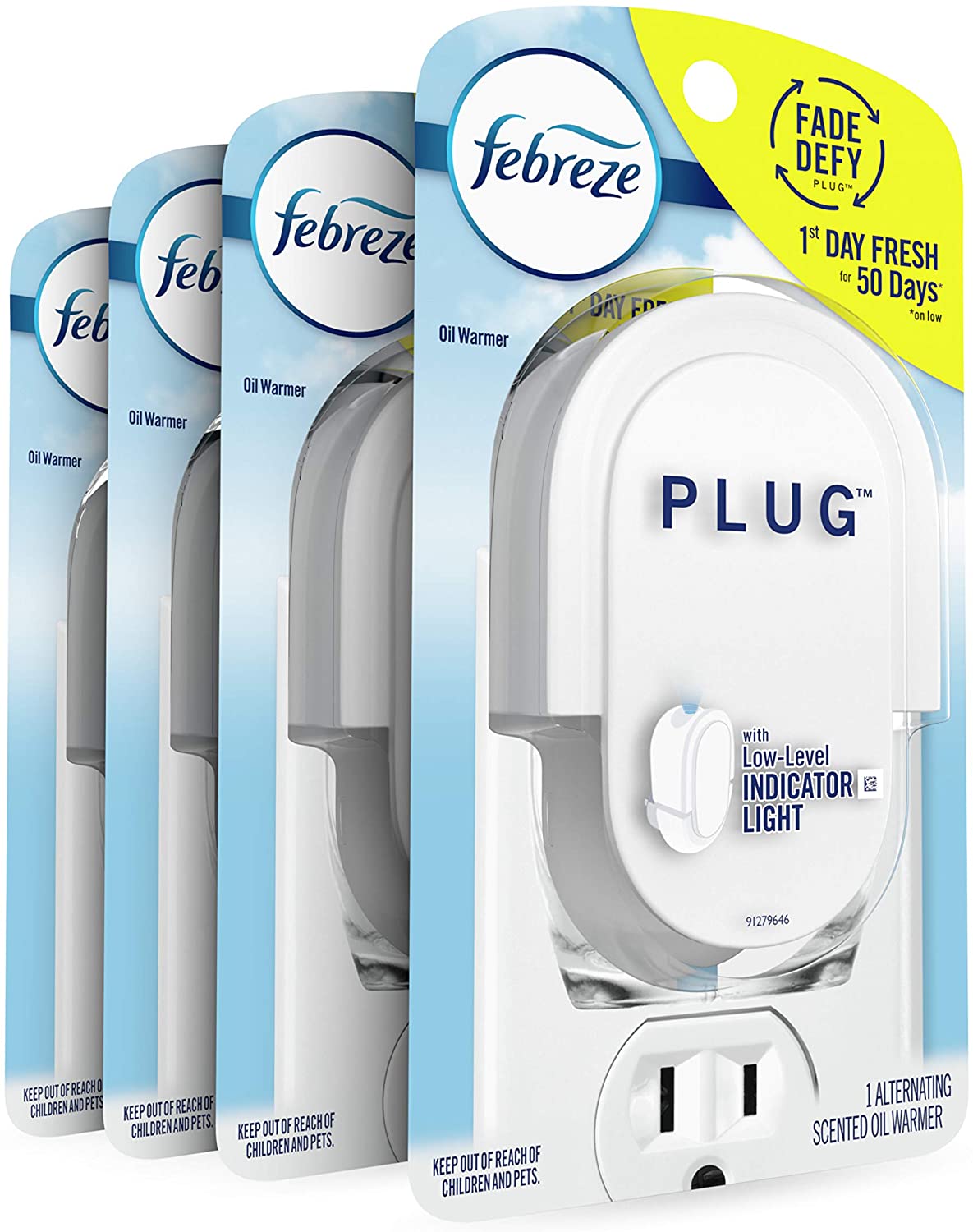 Febreze Odor-eliminating Fade Defy Plug, Scented Oil Warmer (Pack of 4)$10.16