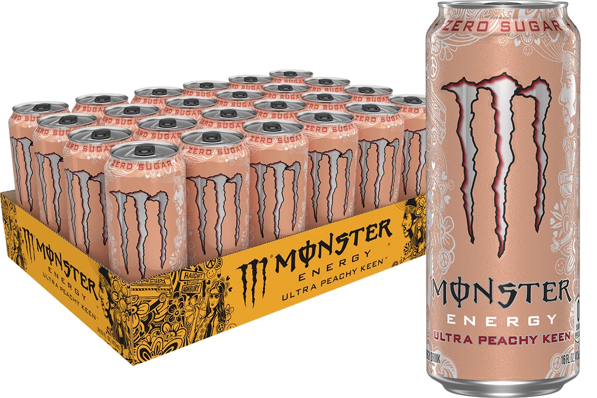 Monster Energy Ultra Peachy Keen, Sugar Free Energy Drink, 16oz (Pack of 24) $21.99
