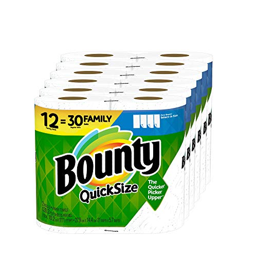 Bounty Quick-Size Paper Towels, White, 12 Family Rolls = 30 Regular Rolls $18.94