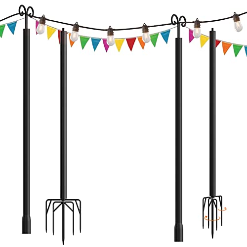 addlon String Lights w/ Heavy-Duty Poles -  2 Pack for Outdoor - $55.99
