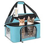 Amazon Large Pet(s) Carrier For Road or Air Travel - Fully Functional, Collapsible &amp; Durable in Blue or Gray $25.50 Free Shipping with Prime