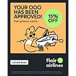 Flair Airlines 15% Off Airfares - Book by Sepetmber 5, 2025
