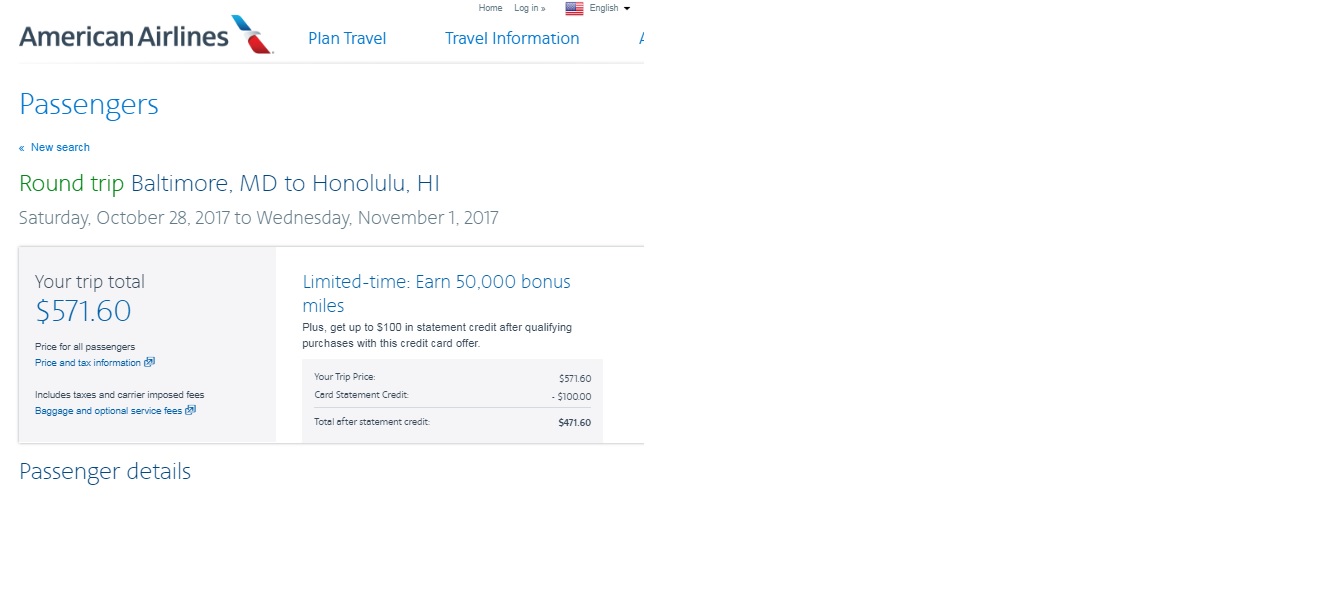 Washington DC / Baltimore to Honolulu Hawaii $572 on United or American Airlines (travel Oct-Dec)