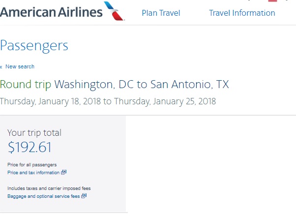 Washington DC to San Antonio TX or vice Versa $192 RT