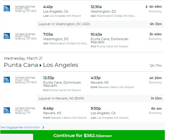 Los Angeles to Dominican Republic $363 RT on United Airlines (very limited dates)