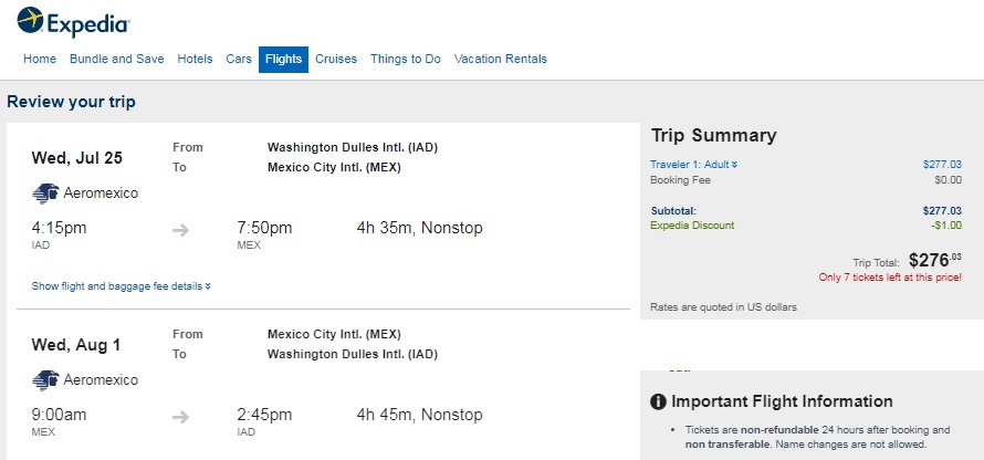 [Expired] Washington DC to Mexico City $277 RT Nonstop on Aeromexico (SUMMER Dates June-Sept)