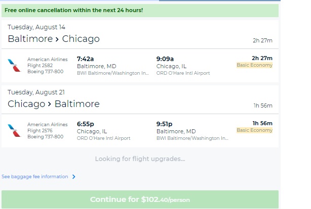 Chicago to Washington DC Baltimore or Vice Versa $102 RT Nonstop on American Airlines (BE) (Very Few SUMMER Aug Dates)