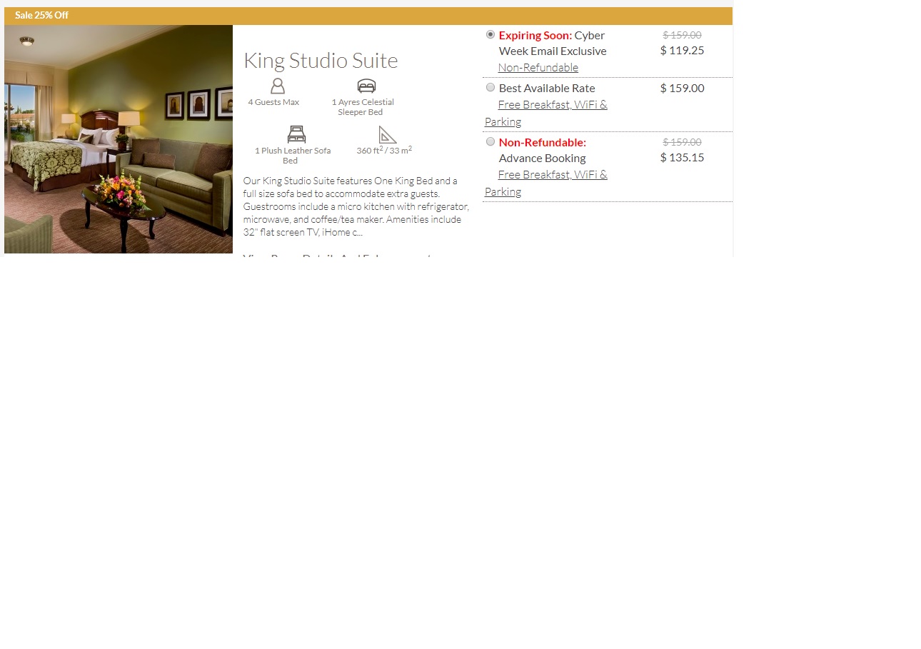 [Southern CA] [Ayres Hotels Cyber Week Special 25% Off Room Rates - Book by Dec 2, 2019