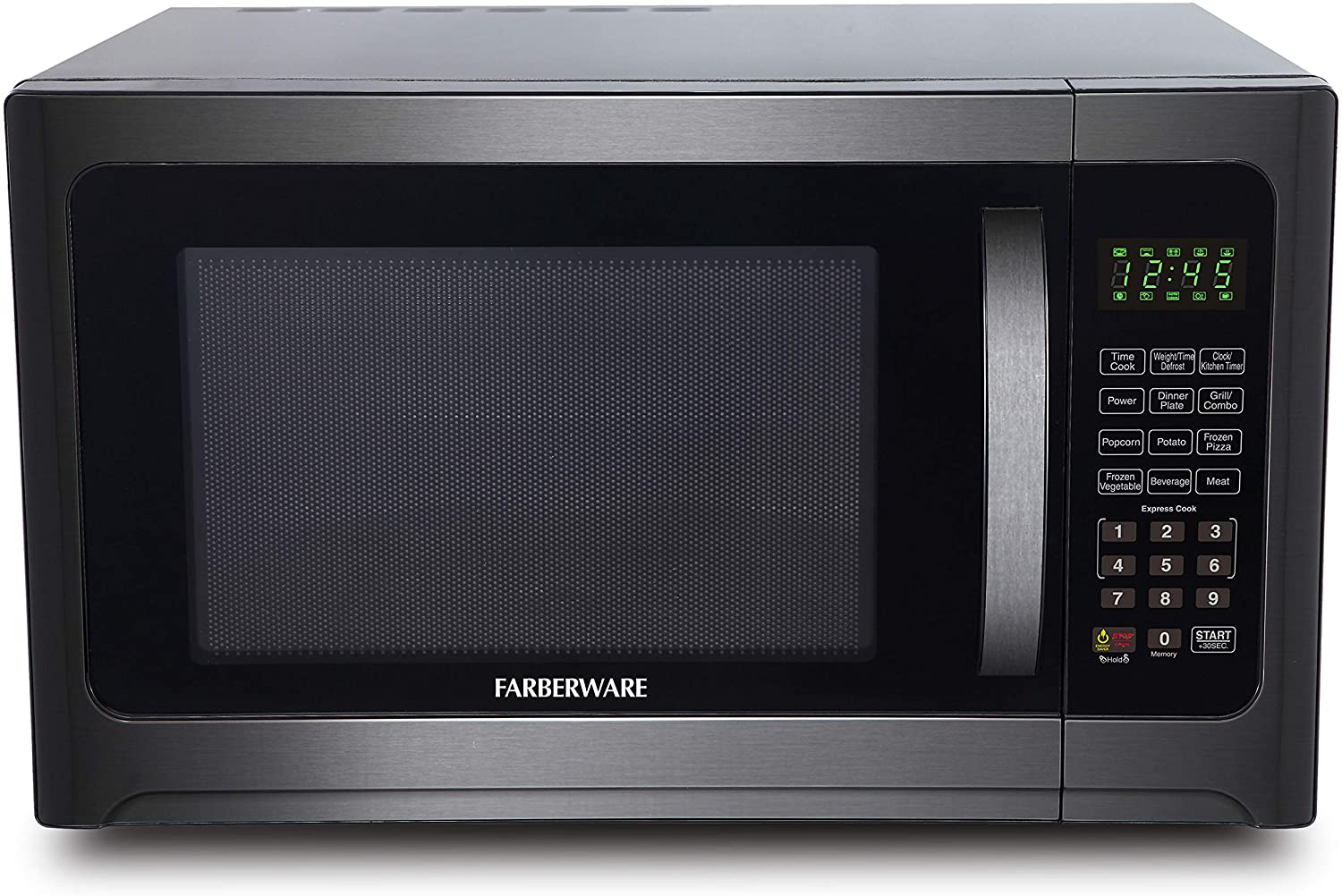 Farberware 1.2 Cu. Ft. 1100-Watt Microwave Oven with Grill, Cubic Foot, Black Stainless Steel $49.99
