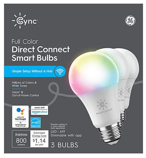YMMV - GE Cync LED 9W (60W Replacement) Smart Home Direct Connect Full Color A19 Smart Bulbs 3-Pack - $9.31