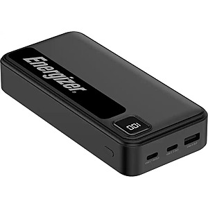 Energizer MAX 20,000mAh 15W USB-C 3-Port Universal Portable Battery Charger/Power Bank w/ LCD screen for $14.99
