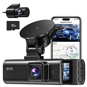 REDTIGER 4K Dash Cam Front and Rear Dual Dash Camera WIFI&GPS With 32GB SD Card (Certified Refurbished with 2 yr warranty) for $55.99