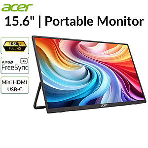 Acer PM161Q 15.6in Portable Monitor 1920x1080 250Nit 60Hz 5ms (Certified Refurbished with 2 yr warranty) for $44.99