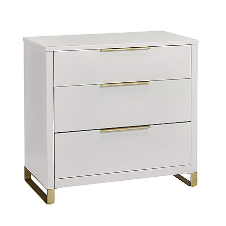 Modrn Glam 3-Drawer Dresser (Bianca White w/ Satin Brass) $48.60 + Free Shipping