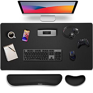 Gimars 4 in 1 Mouse Pad and Keyboard Wrist Rest Set,Large Mouse Pad with Memory Foam Wrist Support Pad for Desk with Coaster,Easy Typing Pain Relief,31.5x12 inch $15.12