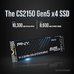 PNY CS2150 1TB M.2 NVMe Gen5 x4 Solid State Drive,  $134.99