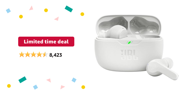 Limited-time deal: JBL Vibe Beam True Wireless Headphones - White, Small - $39.00