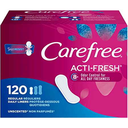 Carefree Acti-Fresh Panty Liners, Soft and Flexible Feminine Care Protection, Regular, 120 Count 2 for $6.70 with 15% S&S, $7.96 AC w/5% S&S