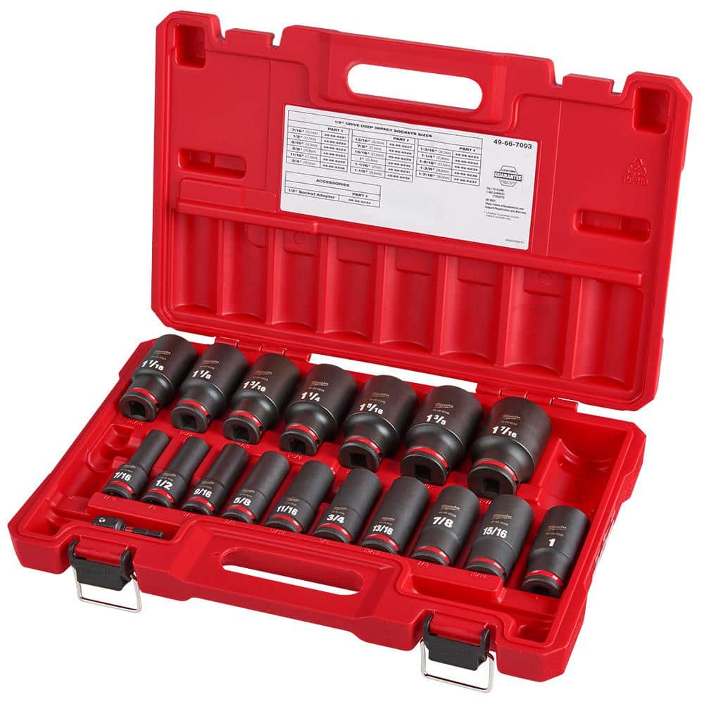 YMMV: Milwaukee SHOCKWAVE 1/2 in. Drive SAE Deep Well 6 Point Impact Socket Set (18-Piece) - $50.04 @ Home Depot in store