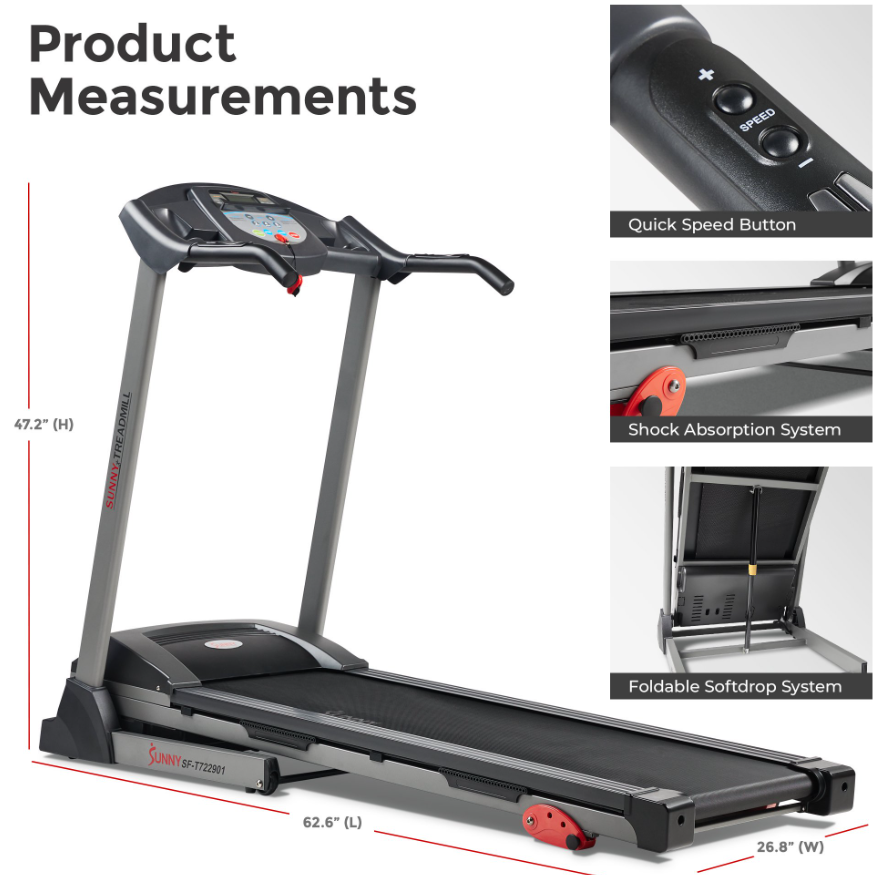 YMMV - Sunny Health & Fitness Foldable Electric Smart Treadmill with Adjustable Incline and Smart Bluetooth & Free SunnFit App - SF-T722901 - $175