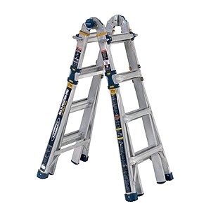 5 in 1 Multi Position Pro 18 ft. Reach Aluminum Adjustable Multi Position Ladder, 375 lb. Load Capacity Type IAA Duty - 179$ $179