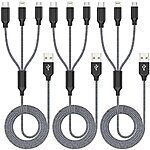 3-Pack 4' 3-in-1 USB Charging Cable (Grey/Black) $6