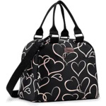 $8.59 PBRO Insulated Lunch Bag for Women,Reusable Lunch Tote with Adjustable Shoulder Belt,Cute Love Heart Portable Lunch Box Cooler Bag,Perfect for Adult Girls Picnic,Office,Work