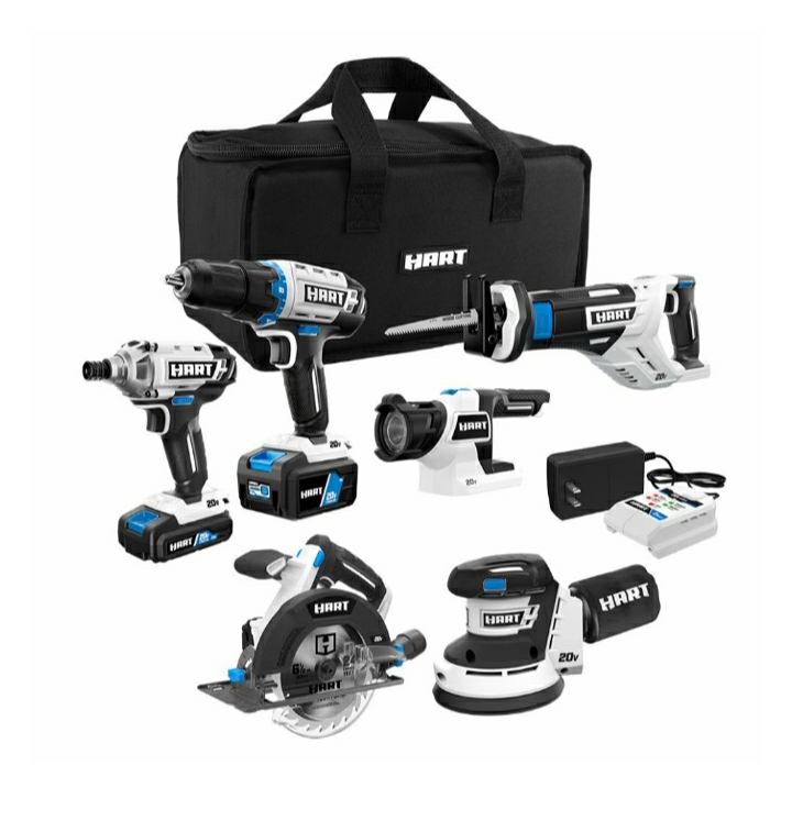 Hart 20V Cordless 6 Tool Combo Kit with 4.0Ah & 1.5Ah batteries with Charger & Storage Bag [YMMV]