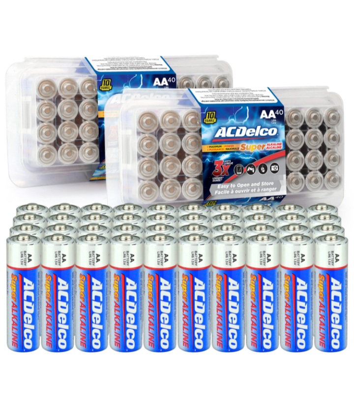 New ACDelco AA 80pk Alkaline battery, 10 Years Shelf Life, Free S/H for Prime Members $21.99