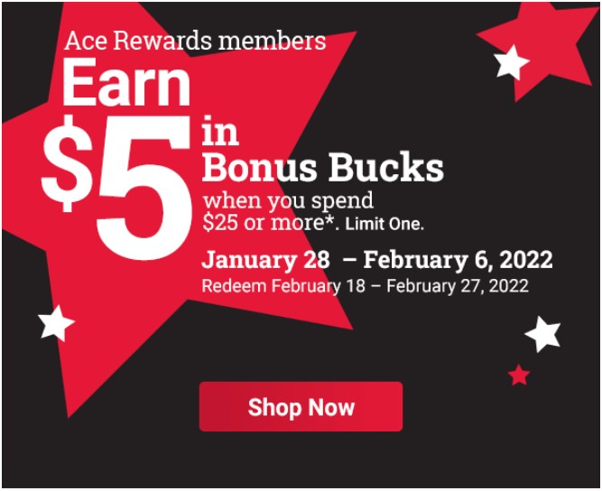 Ace rewards members earn $5 when spend $25 $4.99