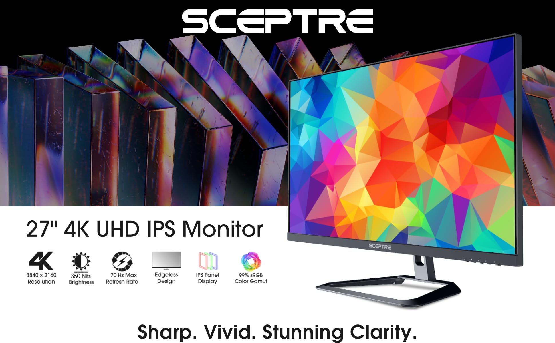 Sceptre ‎U275W-UPT 27" 3840 x 2160 4K 70hz IPS monitor w/ Built-in Speakers at Amazon $167.97