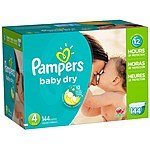 2 boxes of Pampers Baby Dry Economy Pack Diapers - Size 4, 144 Count (288 dippers for $40.92 -.12 per diaper)