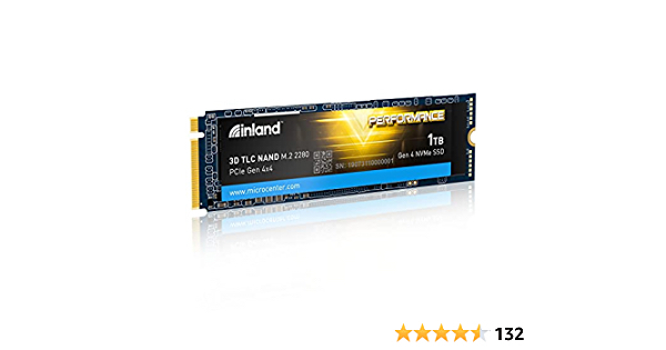 Inland Performance 1TB PCIe Gen 4.0 NVMe 4 x4 SSD M.2 2280 TLC 3D NAND Internal Solid State Drive, R/W Speed up to 5000MB/s and 4300MB/s, 1800 TBW - $109.99
