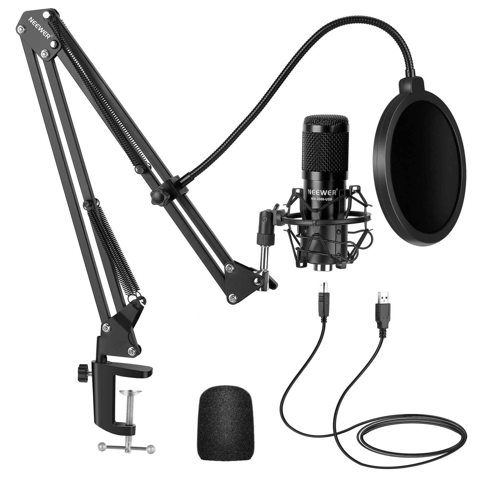 Amazon.com: NEEWER USB Microphone Kit, Plug & Play 192kHz/24-Bit Supercardioid Condenser Mic with Boom Arm and Shock Mount $18.55