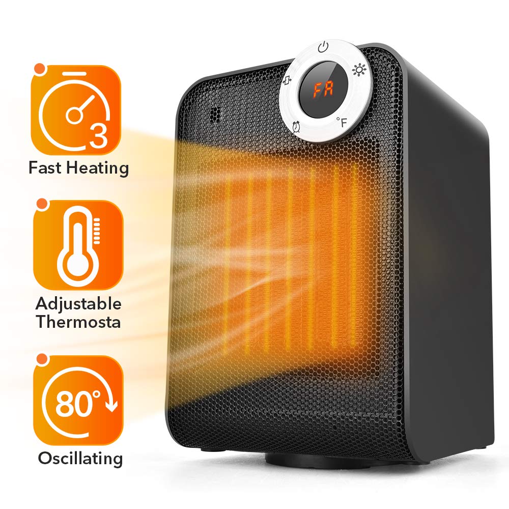 Trustech Portable Ceramic Space Heater 1500w With Adjustable Thermostat Overheat Tip Over Protection 29 99