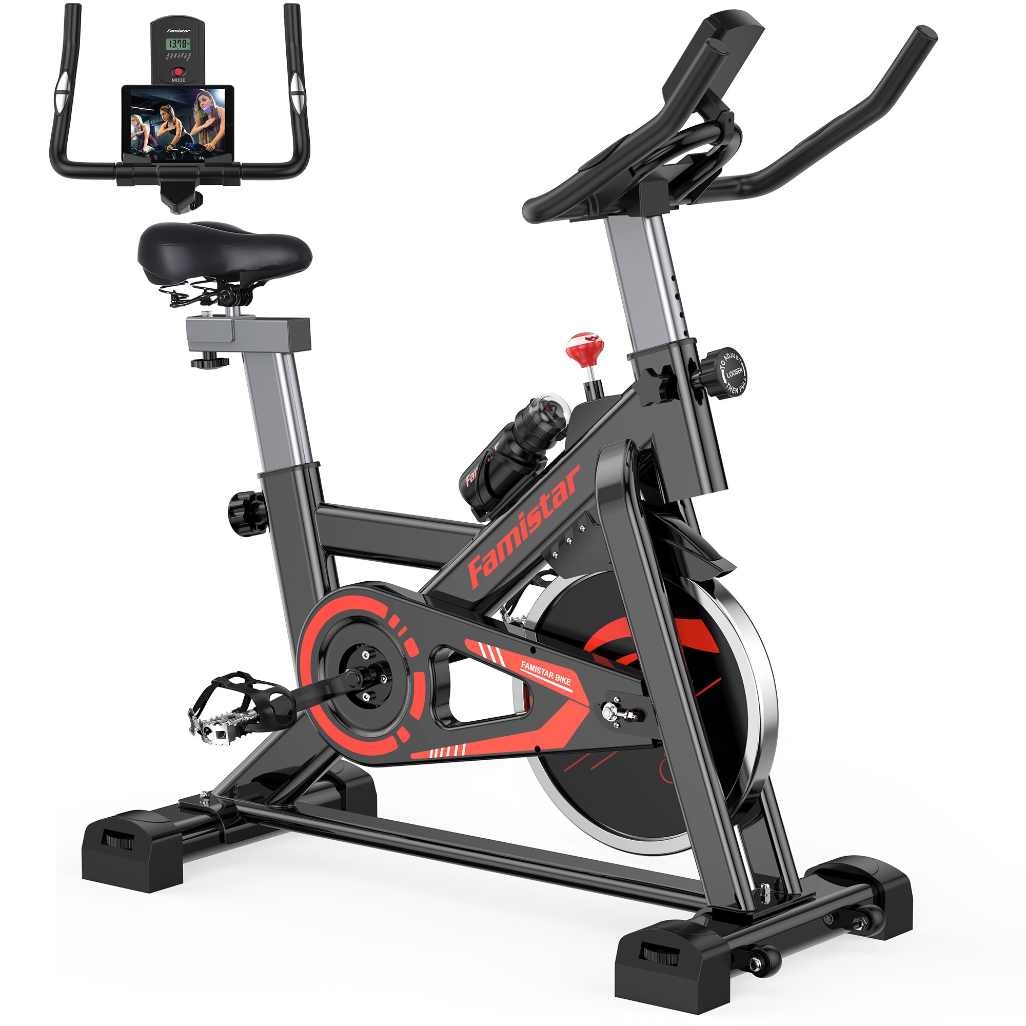 Famistar LCD 45Lbs Exercise Bike(Red&Black) $179.99