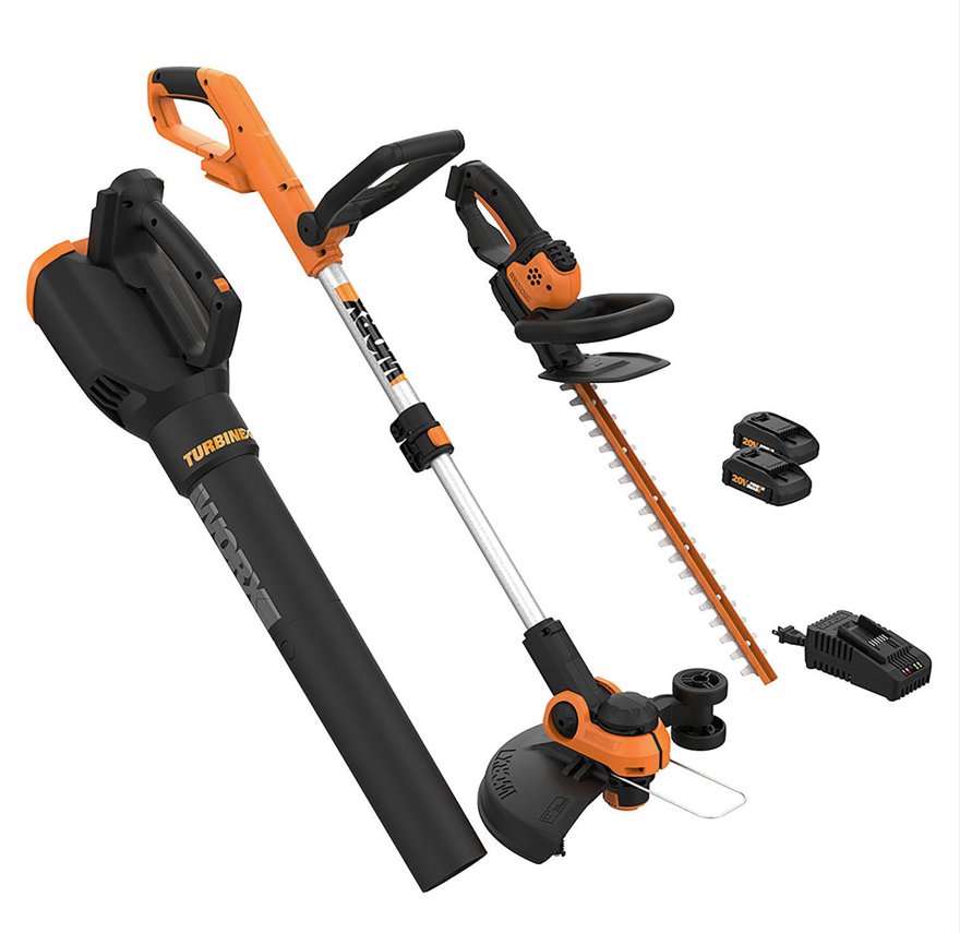Worx 20V Power Share - 3PC Cordless Combo Kit (Blower, Trimmer, and Hedge Trimmer) $59.91
