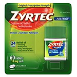 60-Count Zyrtec 24 Hour Allergy Relief Tablets $15.95  w/ S&amp;S + Free Shipping w/ Prime or on $35+